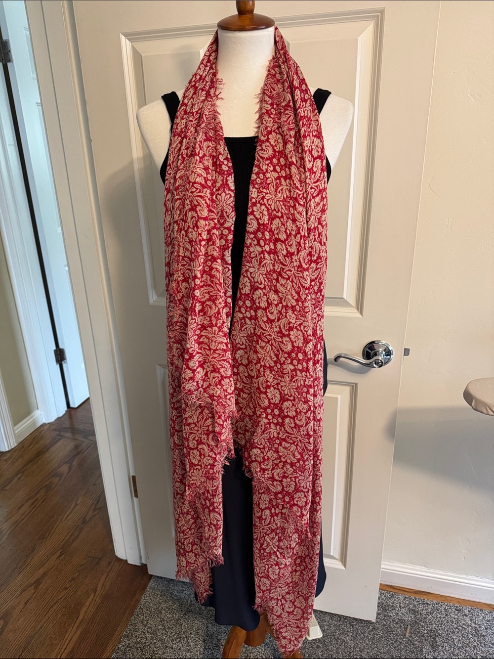 Lightweight Red Printed Scarf Wrap